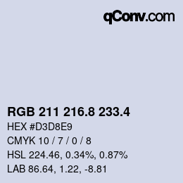 カラーコード: RGB 211 216.8 233.4 | qconv.com