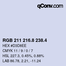 カラーコード: RGB 211 216.8 238.4 | qconv.com