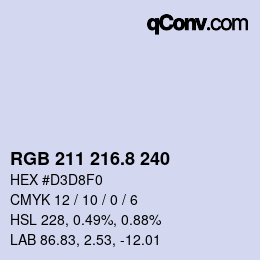 カラーコード: RGB 211 216.8 240 | qconv.com