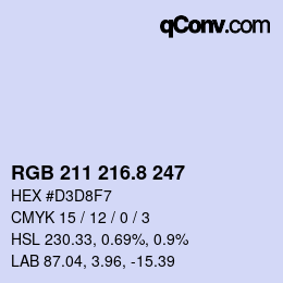 カラーコード: RGB 211 216.8 247 | qconv.com
