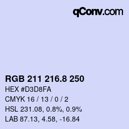 カラーコード: RGB 211 216.8 250 | qconv.com