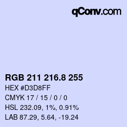 カラーコード: RGB 211 216.8 255 | qconv.com