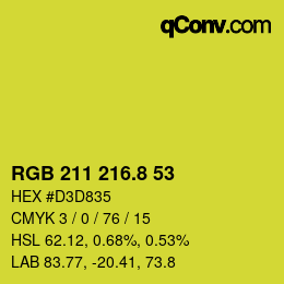 カラーコード: RGB 211 216.8 53 | qconv.com