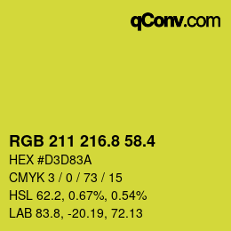 カラーコード: RGB 211 216.8 58.4 | qconv.com
