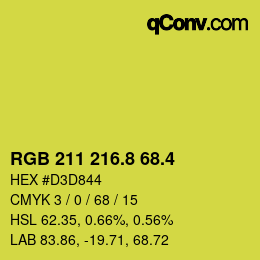 カラーコード: RGB 211 216.8 68.4 | qconv.com
