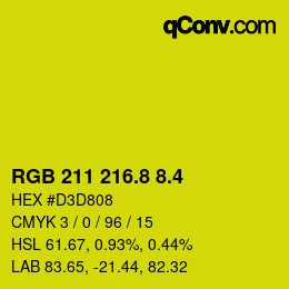 カラーコード: RGB 211 216.8 8.4 | qconv.com