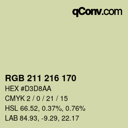 Color code: RGB 211 216 170 | qconv.com
