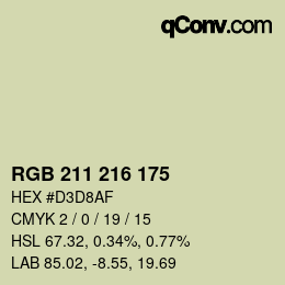 Color code: RGB 211 216 175 | qconv.com