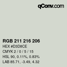颜色代码: RGB 211 216 206 | qconv.com