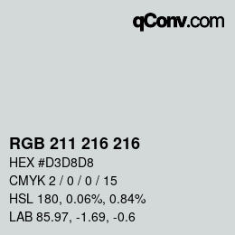 Farbcode: RGB 211 216 216 | qconv.com