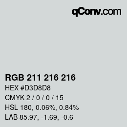 Código de color: RGB 211 216 216 | qconv.com