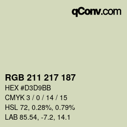 カラーコード: RGB 211 217 187 | qconv.com