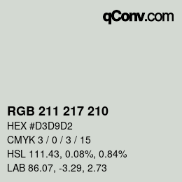 カラーコード: RGB 211 217 210 | qconv.com