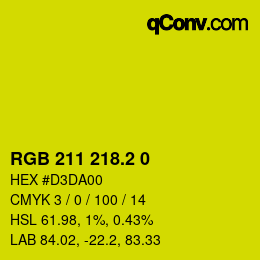 カラーコード: RGB 211 218.2 0 | qconv.com