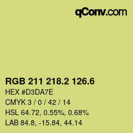 カラーコード: RGB 211 218.2 126.6 | qconv.com