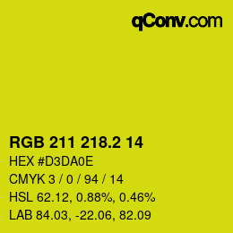カラーコード: RGB 211 218.2 14 | qconv.com