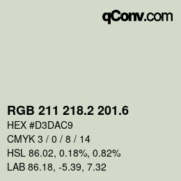 カラーコード: RGB 211 218.2 201.6 | qconv.com