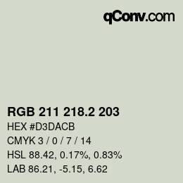 カラーコード: RGB 211 218.2 203 | qconv.com