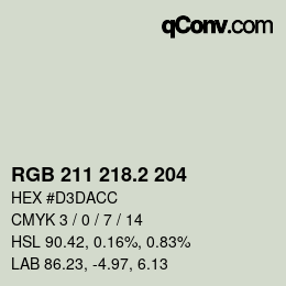 Color code: RGB 211 218.2 204 | qconv.com
