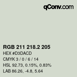 カラーコード: RGB 211 218.2 205 | qconv.com