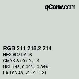 カラーコード: RGB 211 218.2 214 | qconv.com