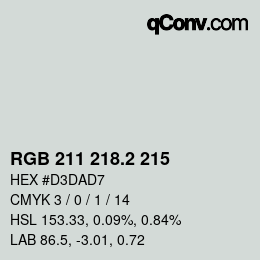 カラーコード: RGB 211 218.2 215 | qconv.com