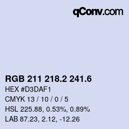 カラーコード: RGB 211 218.2 241.6 | qconv.com