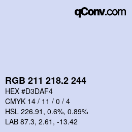 カラーコード: RGB 211 218.2 244 | qconv.com