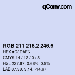 カラーコード: RGB 211 218.2 246.6 | qconv.com