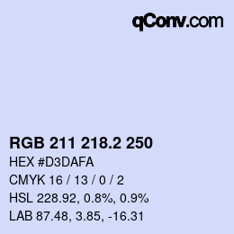 カラーコード: RGB 211 218.2 250 | qconv.com