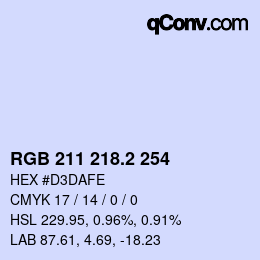カラーコード: RGB 211 218.2 254 | qconv.com
