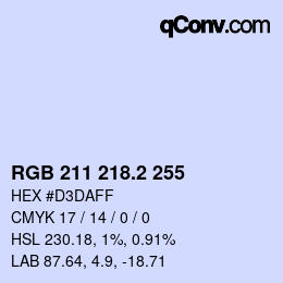 カラーコード: RGB 211 218.2 255 | qconv.com