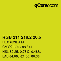 カラーコード: RGB 211 218.2 26.6 | qconv.com