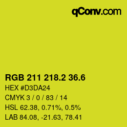 カラーコード: RGB 211 218.2 36.6 | qconv.com