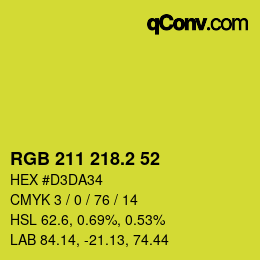 カラーコード: RGB 211 218.2 52 | qconv.com