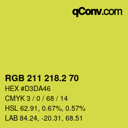 カラーコード: RGB 211 218.2 70 | qconv.com