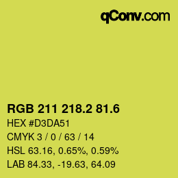 カラーコード: RGB 211 218.2 81.6 | qconv.com