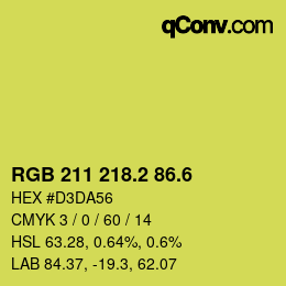 カラーコード: RGB 211 218.2 86.6 | qconv.com