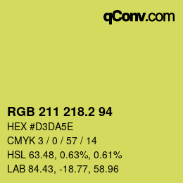 カラーコード: RGB 211 218.2 94 | qconv.com