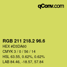 カラーコード: RGB 211 218.2 96.6 | qconv.com