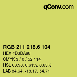 カラーコード: RGB 211 218.6 104 | qconv.com