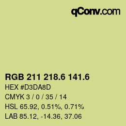 カラーコード: RGB 211 218.6 141.6 | qconv.com