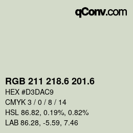 カラーコード: RGB 211 218.6 201.6 | qconv.com