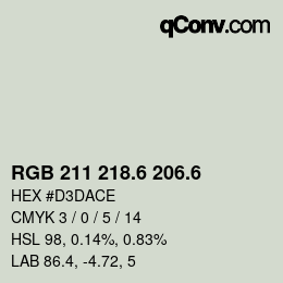 カラーコード: RGB 211 218.6 206.6 | qconv.com