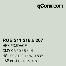 カラーコード: RGB 211 218.6 207 | qconv.com