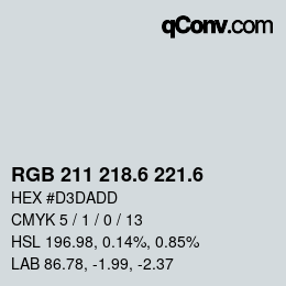 カラーコード: RGB 211 218.6 221.6 | qconv.com