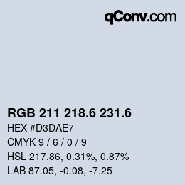 カラーコード: RGB 211 218.6 231.6 | qconv.com