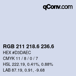 カラーコード: RGB 211 218.6 236.6 | qconv.com