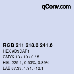 カラーコード: RGB 211 218.6 241.6 | qconv.com