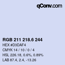 カラーコード: RGB 211 218.6 244 | qconv.com